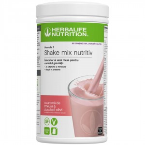  Formula 1 Shake Mix Nutritiv fara lactoza soia si gluten Zmeura si Ciocolata alba 500g